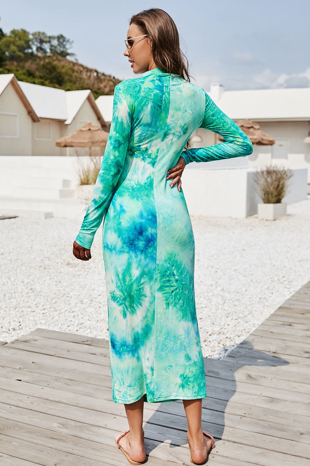 Stacey B's Tie Dye Mock Neck Long Sleeve Dress