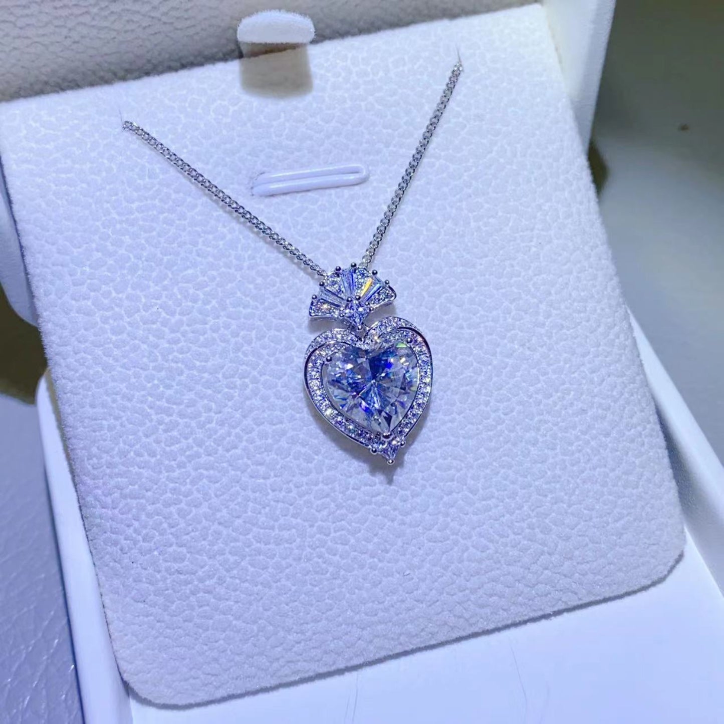 Stacey B's 3 Carat Moissanite 925 Sterling Silver Heart Pendant Necklace