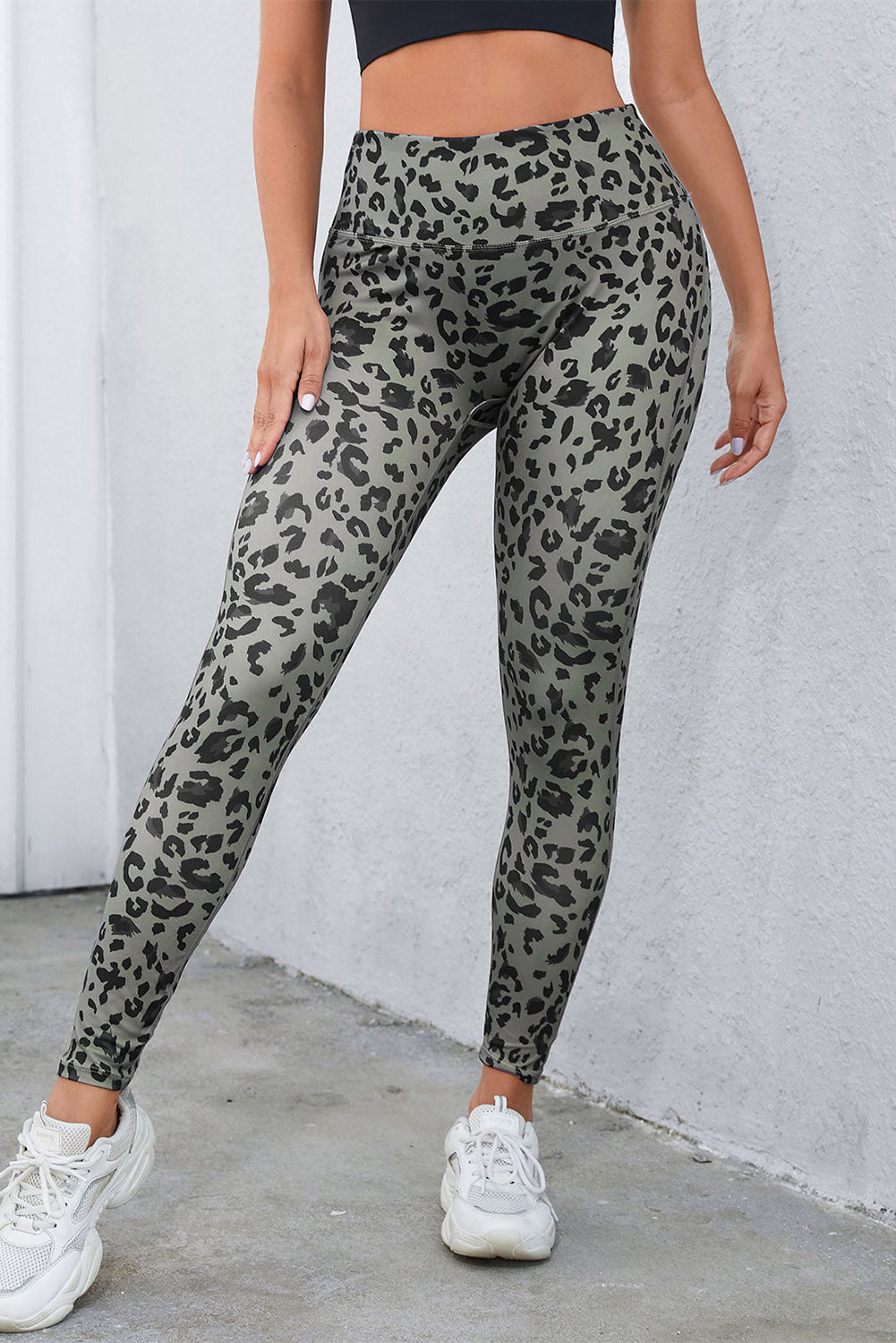 Stacey B's Leopard Print Wide Waistband Leggings