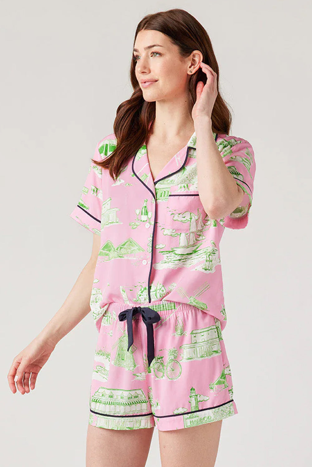 Stacey B's Pink Holiday Resort Short 2pcs Pajama Set