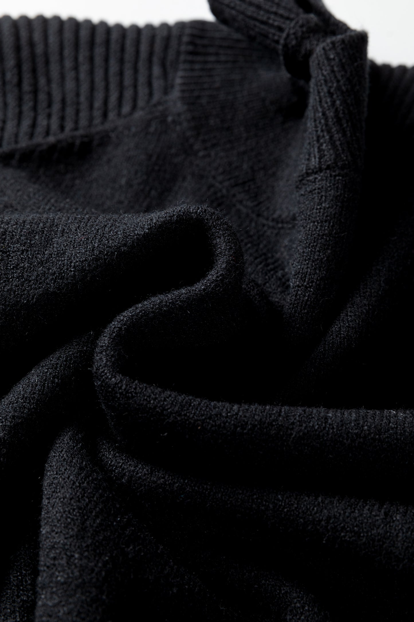 Stacey B's Black High Neck Puff Sleeve Sweater Pleated Mini Skirt 2pcs Knitted Outfit