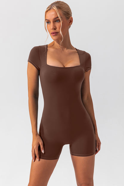Stacey B's Square Neck Cap Sleeve Active Romper
