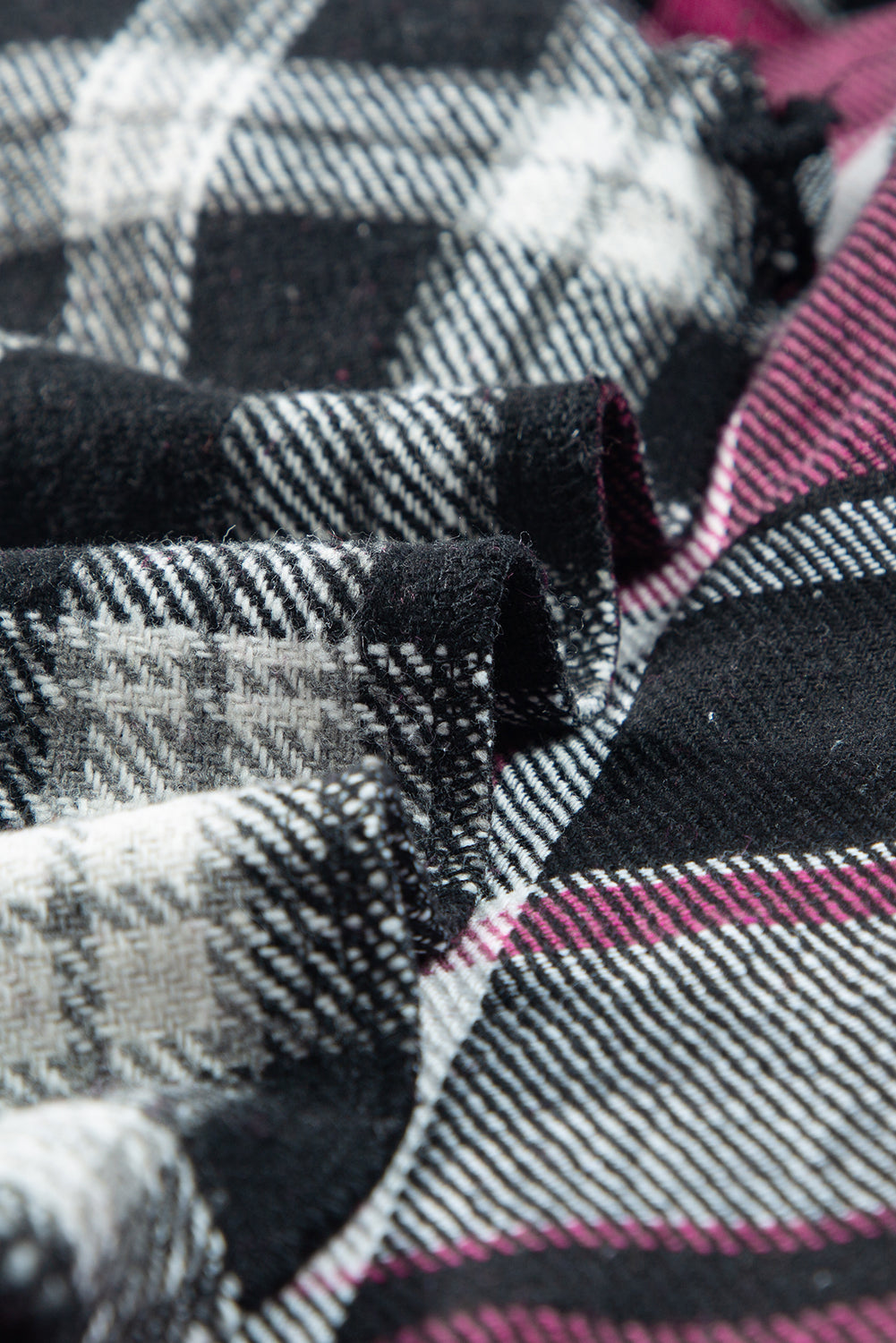 Stacey B's Black Plaid Colorblock Loose Shacket