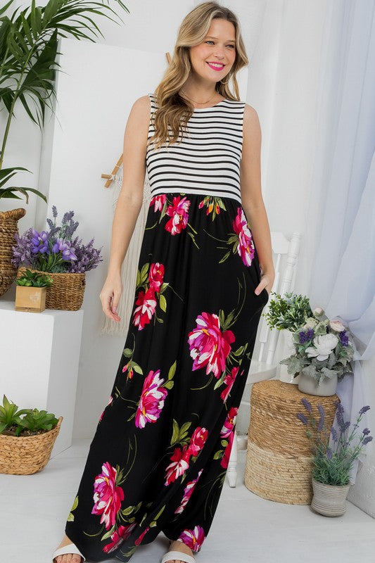 Stacey B's Plus Floral Mix Tank Maxi Dress