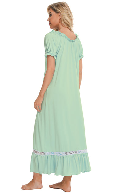 Stacey B's Lace Detail Short Sleeve Lounge Dress