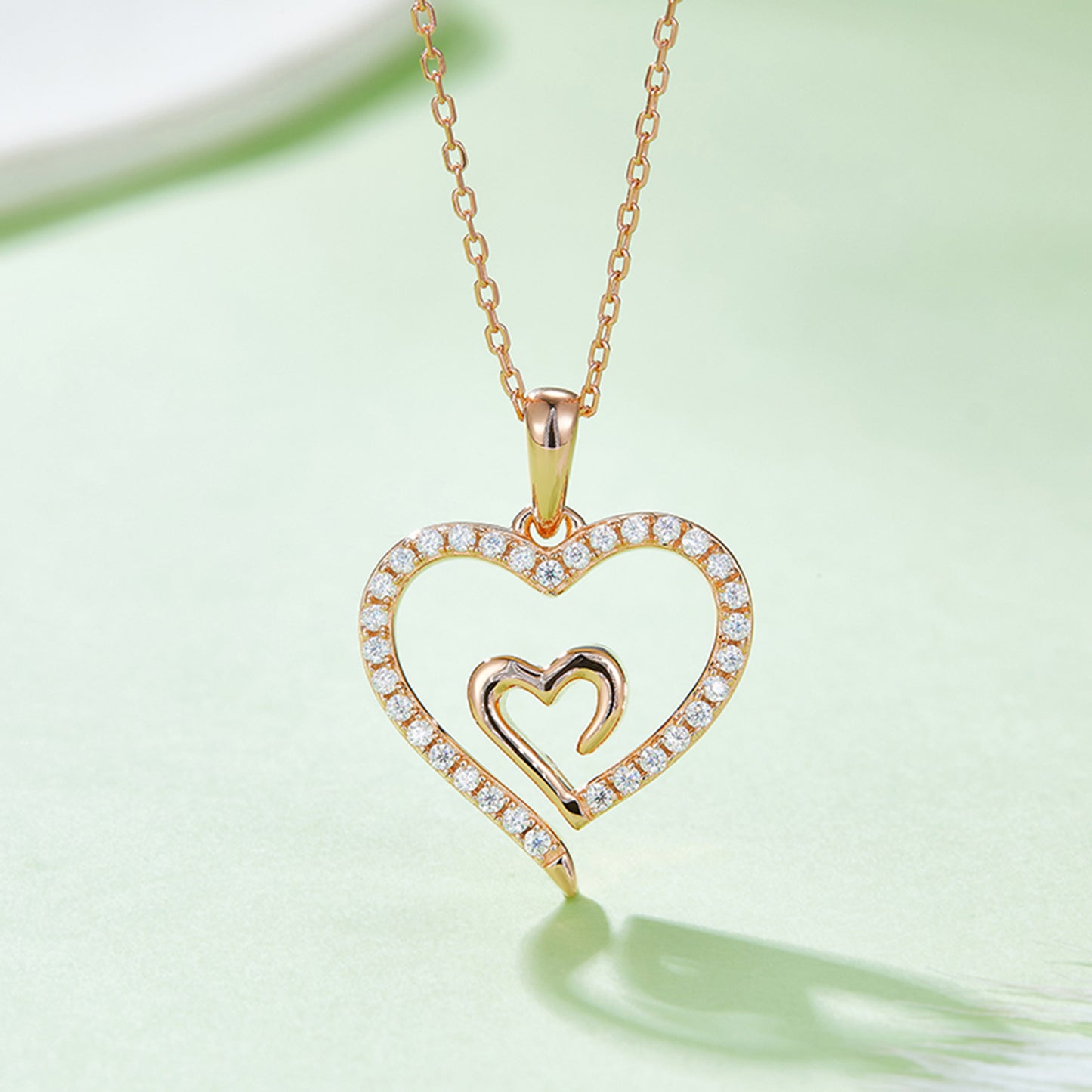 Stacey B's Moissanite 925 Sterling Silver Heart Pendant Necklace