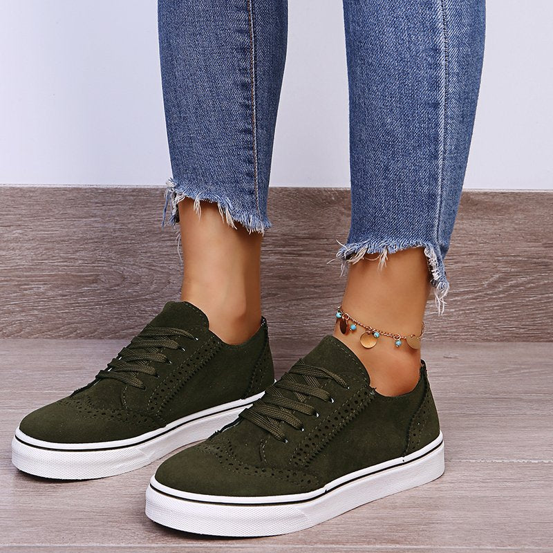 Stacey B's Lace-Up Suedette Flat Sneakers