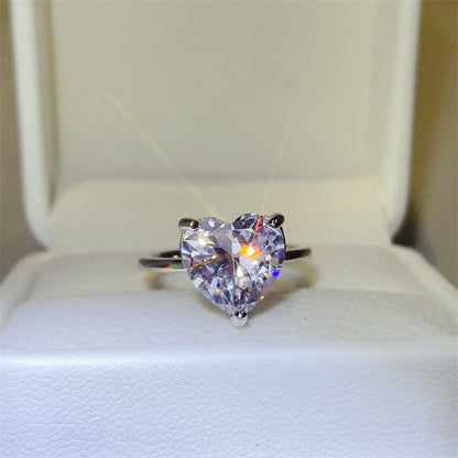 Stacey B's 5 Carat 925 Sterling Silver Moissanite Heart Shape Ring