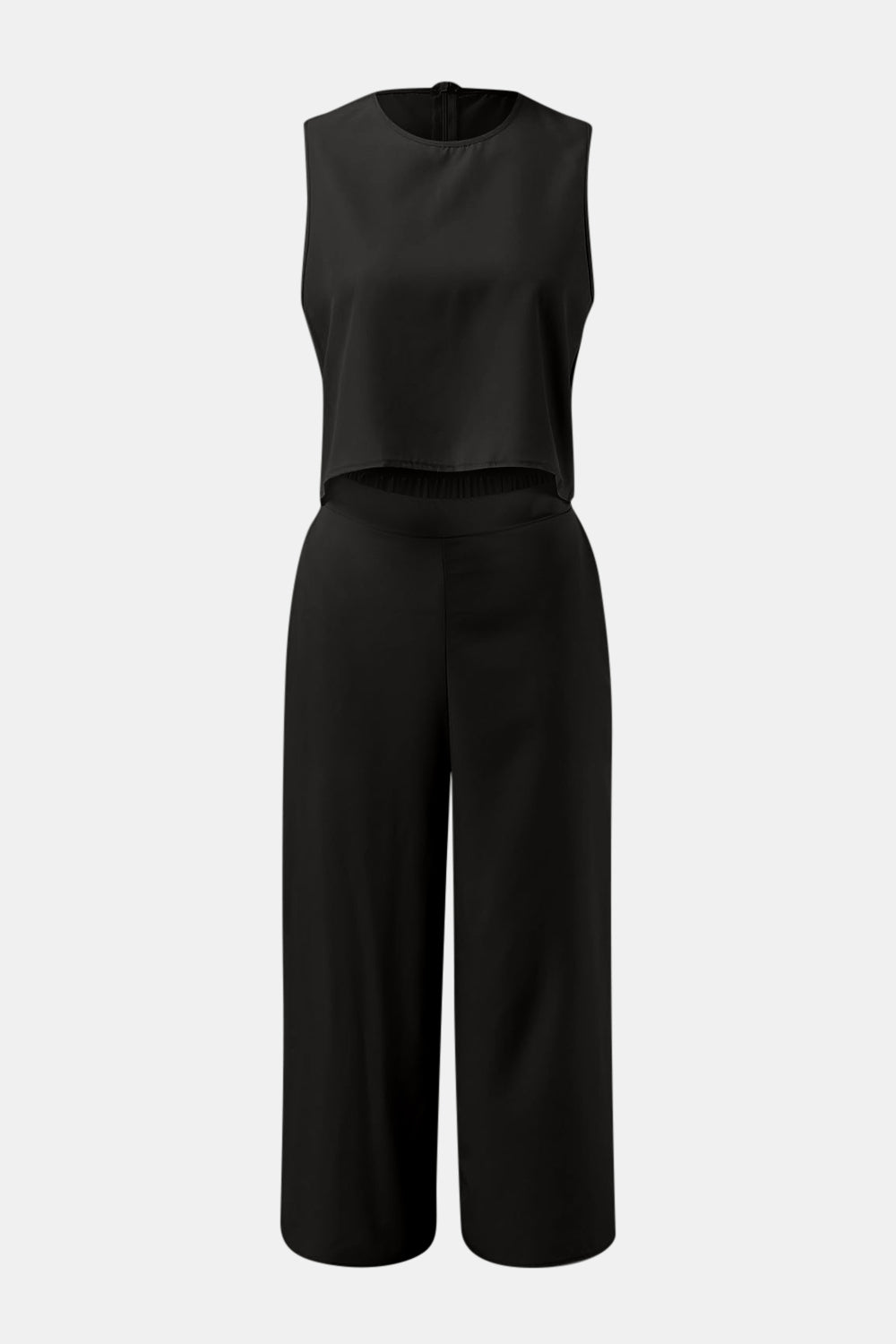 Stacey B's Round Neck Top and Wide Leg Pants Set