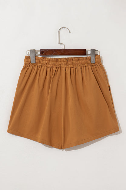 Stacey  B's Khaki Embroidered Boho Tasseled Drawstring Elastic Waist Casual shorts