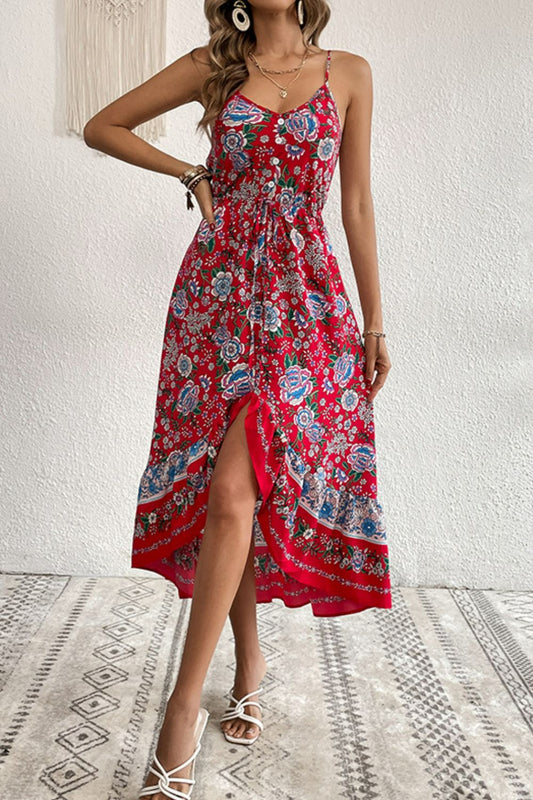 Stacey B's Bohemian Decorative Button Spaghetti Strap Dress