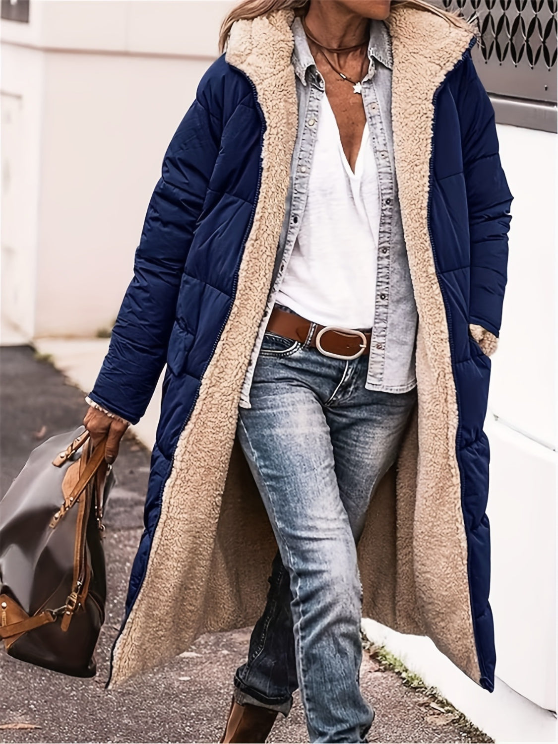 Stacey B's Zip Up Sherpa Hooded Coat