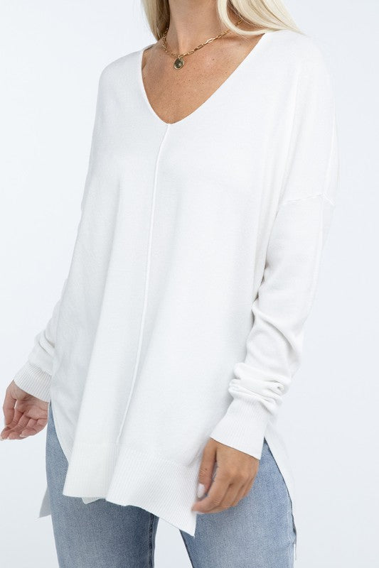 Stacey B's Hi-Low Hem Front Seam Sweater