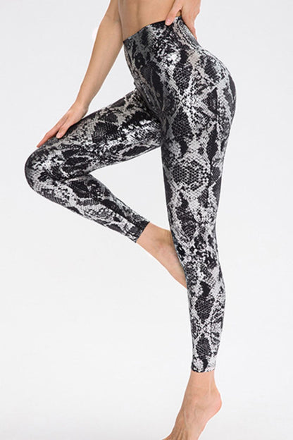 Stacey B's Animal Print Slim Fit Wide Waistband Long Sports Pants