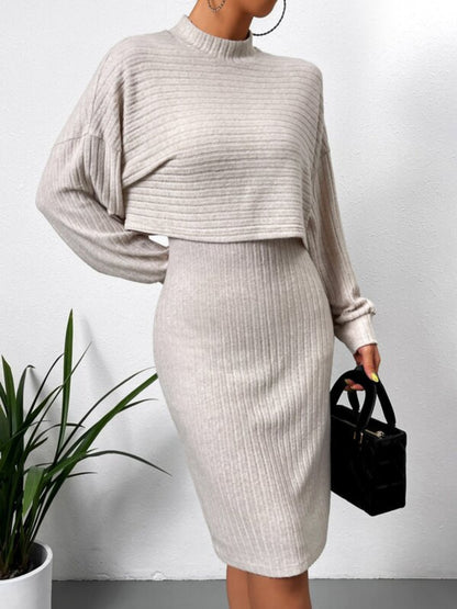 Stacey B's Mock Neck Long Sleeve Top and Wide Strap Dress Set