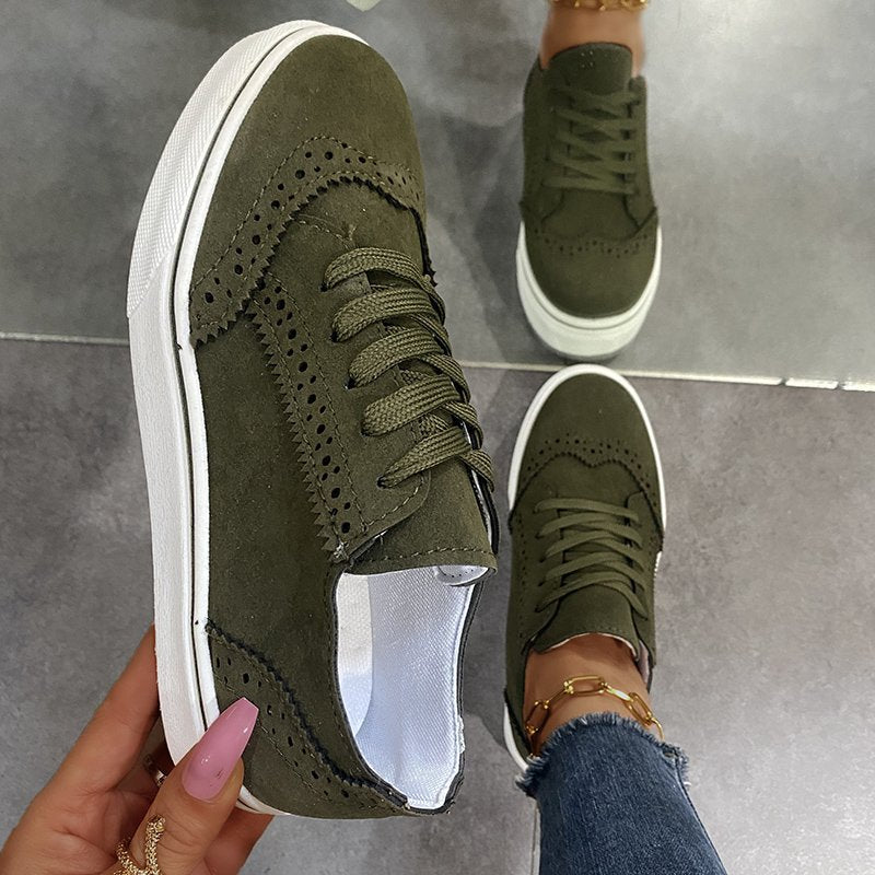 Stacey B's Lace-Up Suedette Flat Sneakers