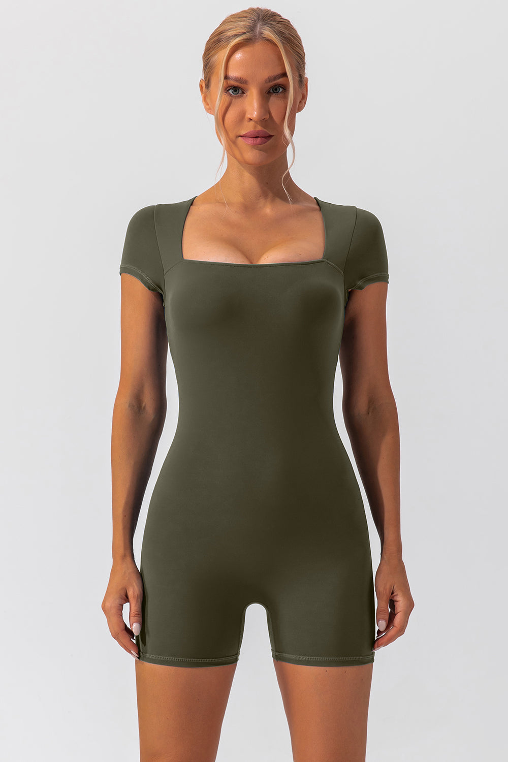 Stacey B's Square Neck Cap Sleeve Active Romper