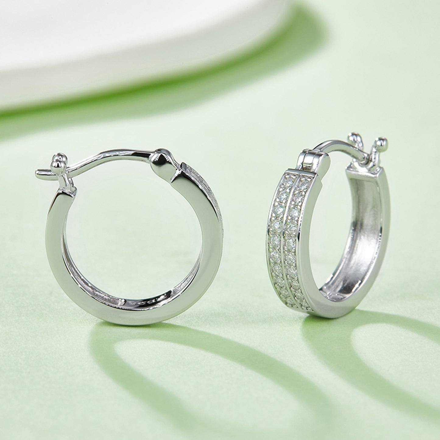 Stacey B's Moissanite 925 Sterling Silver Huggie Earrings