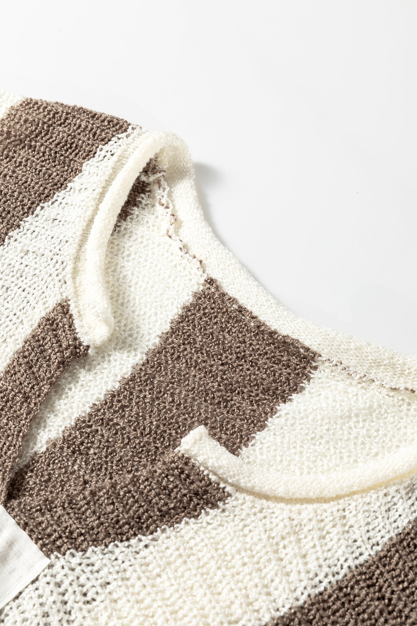 Stacey B's Brown Stripe Colorblock V Neck Bracelet Sleeve Sweater