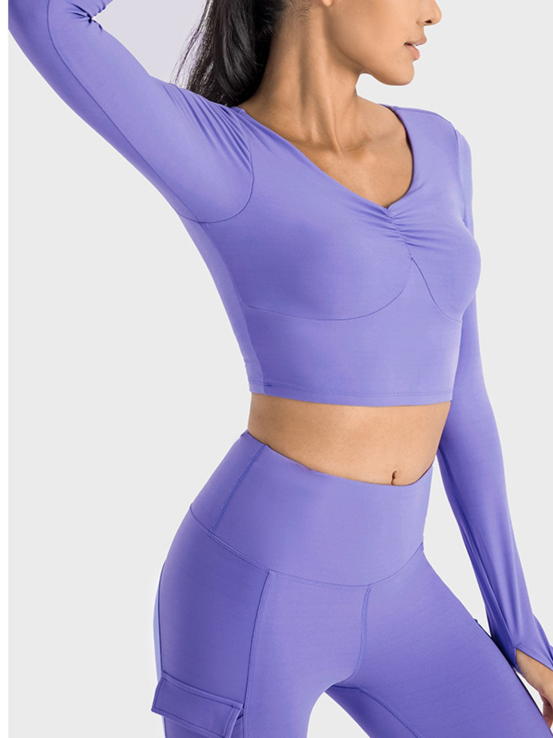 Stacey B's Millennia Ruched Cropped Long Sleeve Sports Top