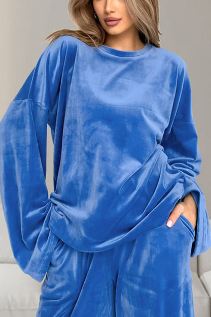 Stacey B's Buttery-Soft Round Neck Long Sleeve Top and Drawstring Pants Set