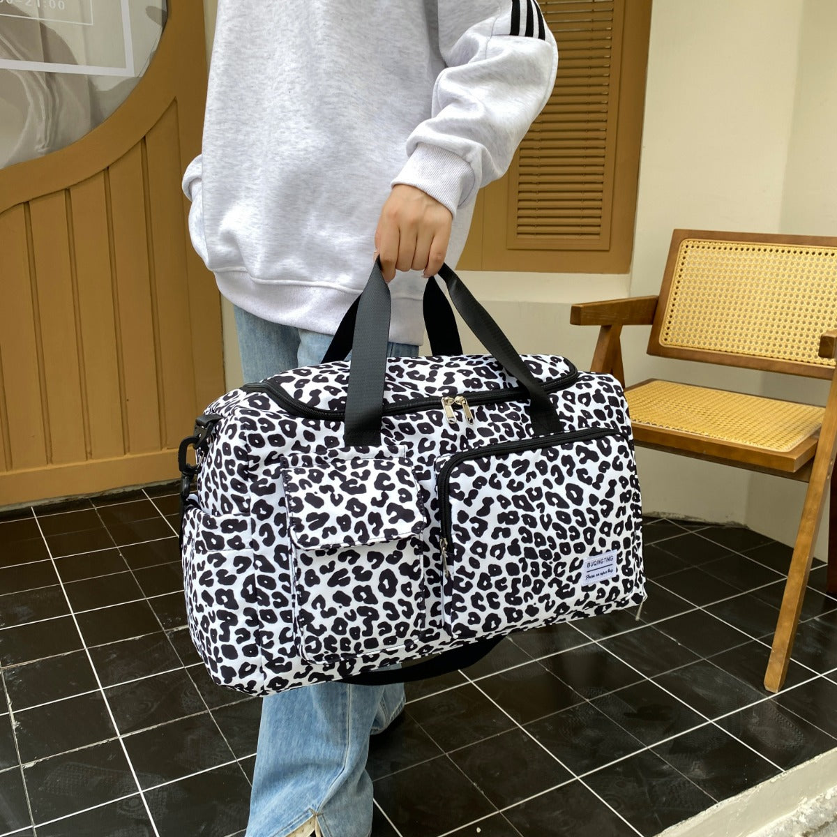 Stacey B's Oxford Cloth Animal Print Travel Bag