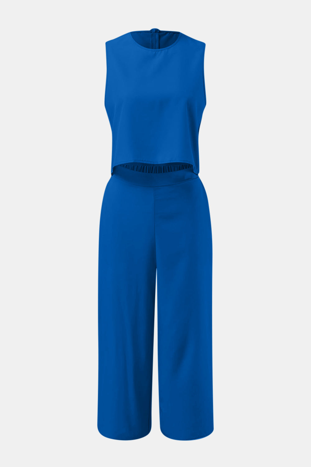 Stacey B's Round Neck Top and Wide Leg Pants Set