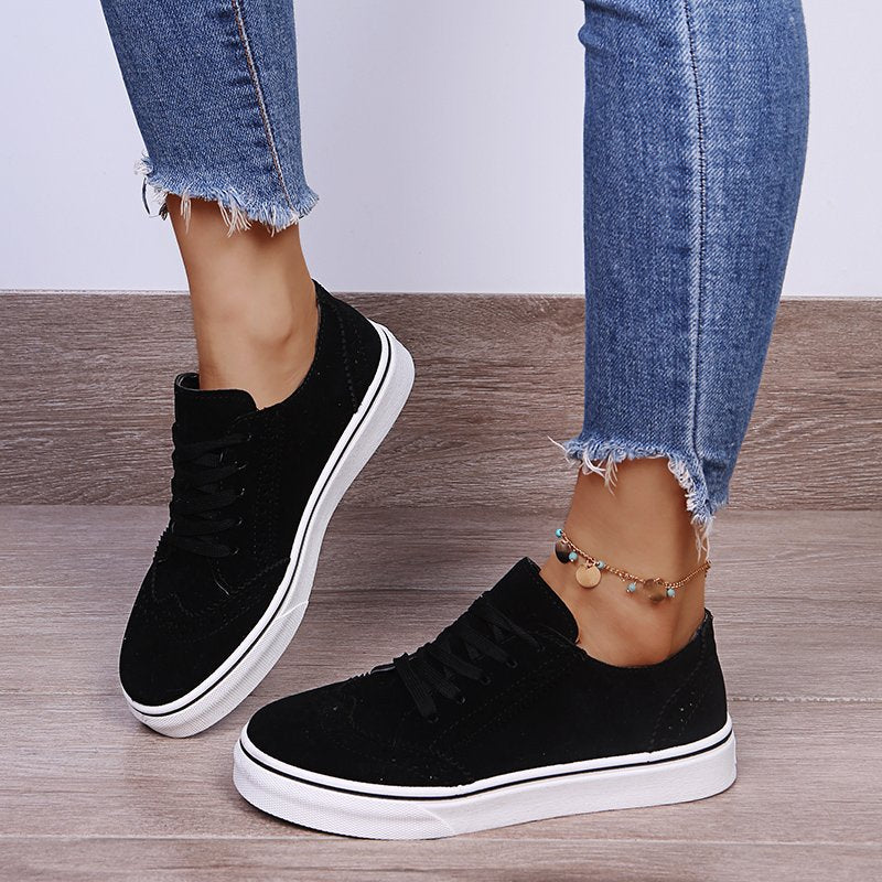 Stacey B's Lace-Up Suedette Flat Sneakers