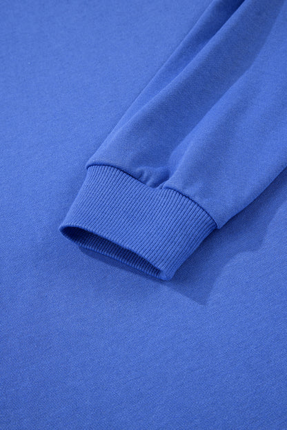Stacey B's Sky Blue Varsity Contrast Banded Sleeve Shift Sweatshirt Dress
