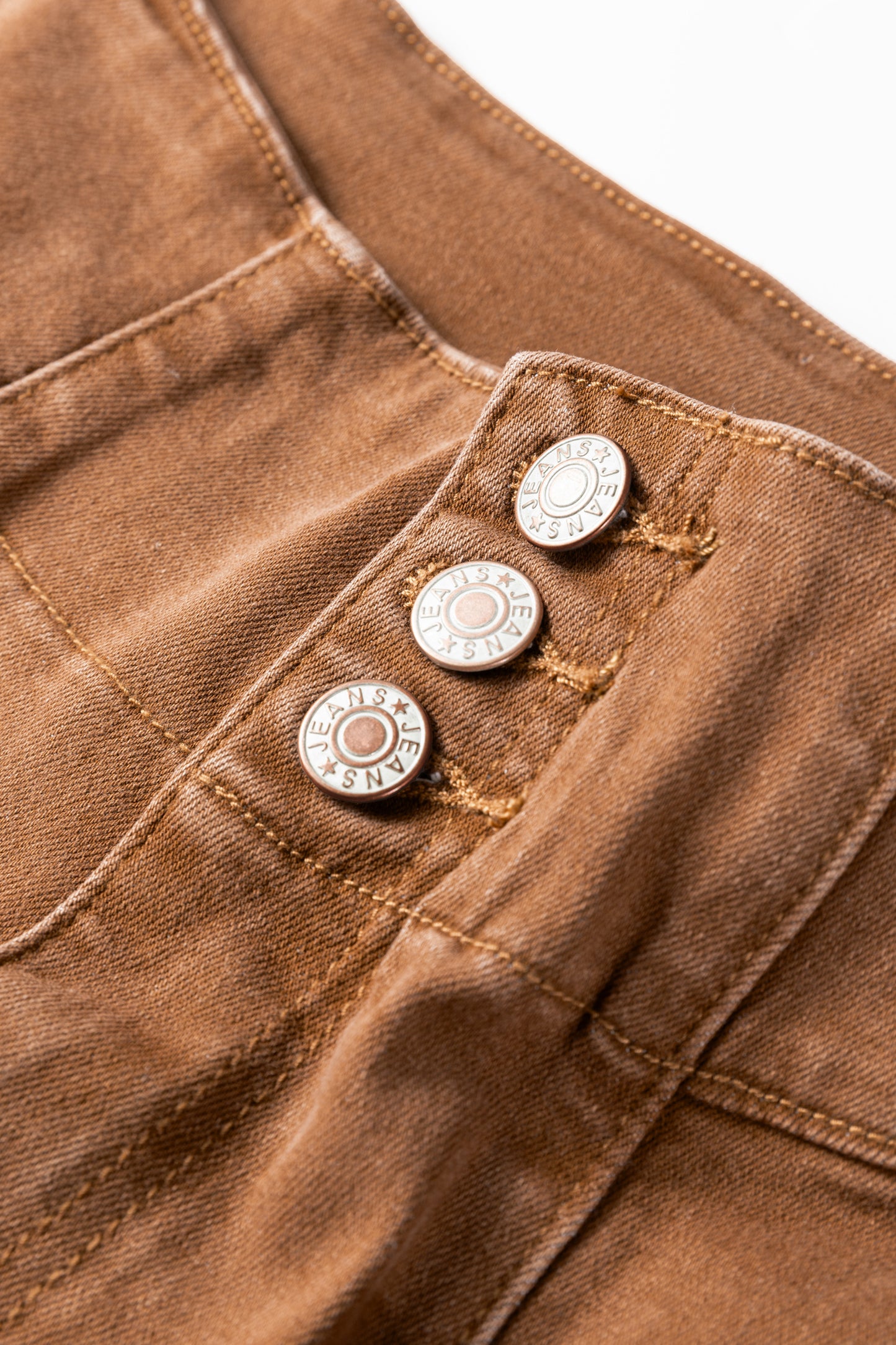 Stacey B's Coffee High Waist Button Fly Seamed Raw Hem Flare Jeans