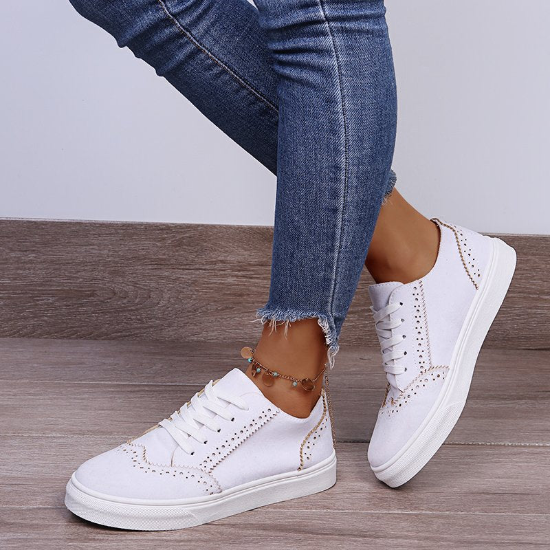 Stacey B's Lace-Up Suedette Flat Sneakers