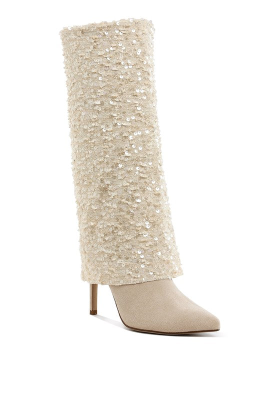 Stacey B's Sin City Sequinned Fold-Over Calf Boots