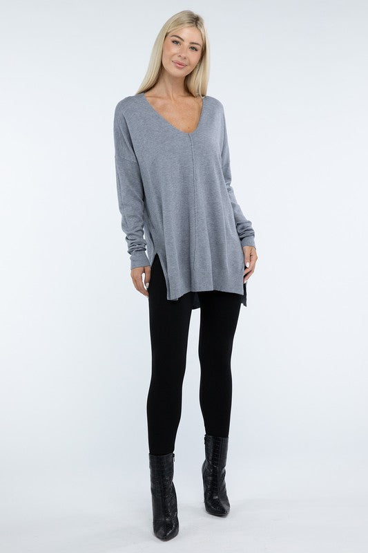 Stacey B's Hi-Low Hem Front Seam Sweater