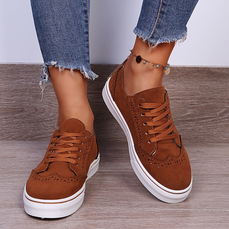 Stacey B's Lace-Up Suedette Flat Sneakers