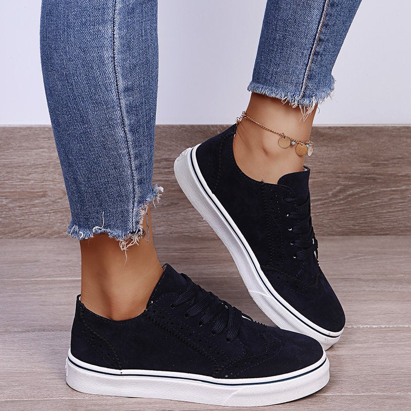 Stacey B's Lace-Up Suedette Flat Sneakers