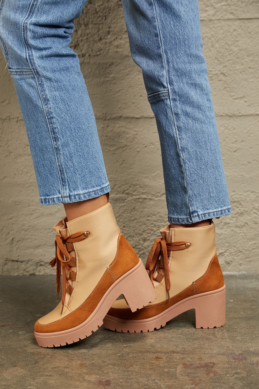 Stacey B's East Lion Corp Lace Up Lug Booties