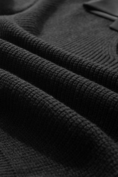 Stacey B's Black Lantern Sleeve V Neck Knot Back Sweater