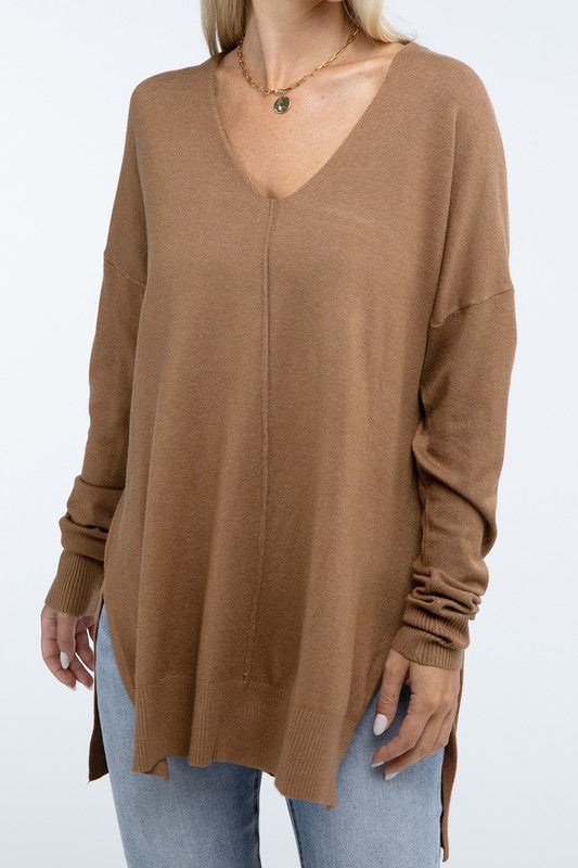 Stacey B's Hi-Low Hem Front Seam Sweater