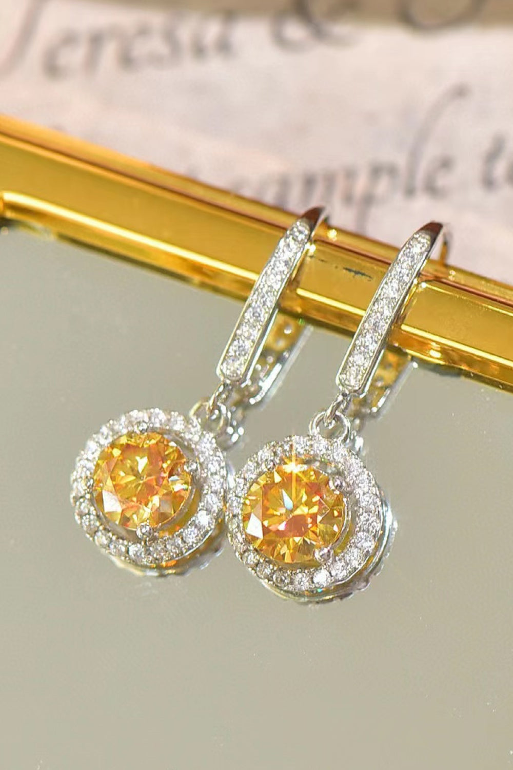 Stacey B's Platinum-Plated 2 Carat Moissanite Drop Earrings