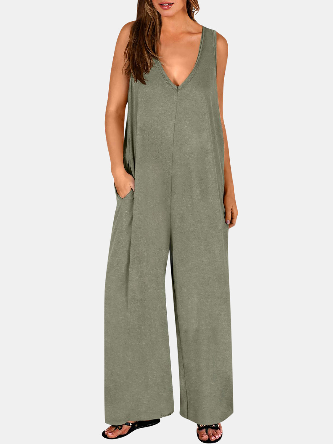 Stacey B's Full Size V-Neck Wide Strap Jumpsuit