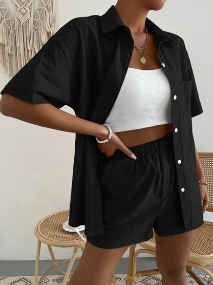 Stacey B's Button Up Short Sleeve Shirt and Shorts Set