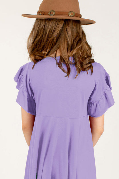 Stacey B's Round Neck Petal Sleeve Dress
