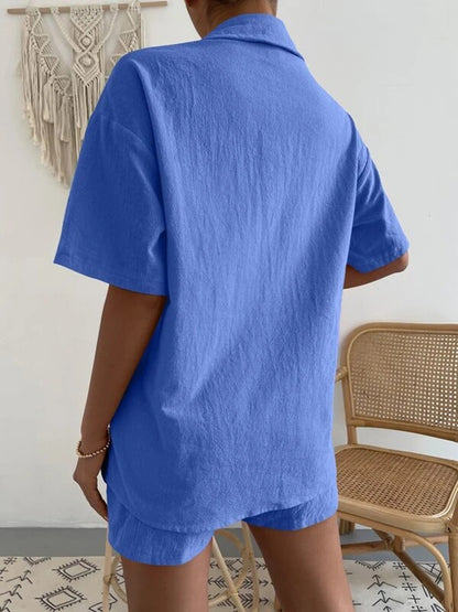Stacey B's Button Up Short Sleeve Shirt and Shorts Set