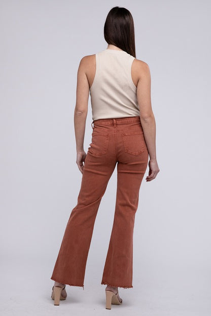 Stacey B's Acid Washed Frayed Cutoff Hem Straight Wide Pants