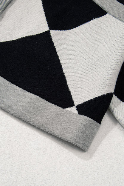 Stacey B's Black Colorblock Drop Shoulder Buttoned Loose Cardigan