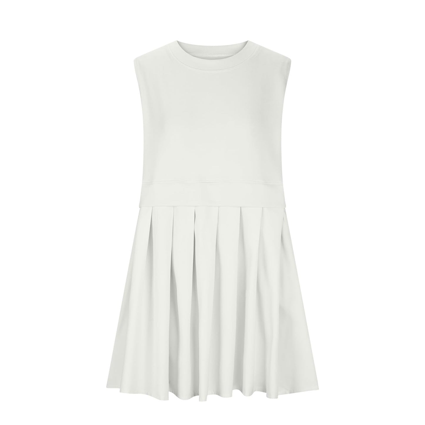 Stacey B's Pleated Round Neck Sleeveless Mini Dress