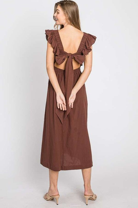 Stacey B's Linen Ruffle Mid Dress