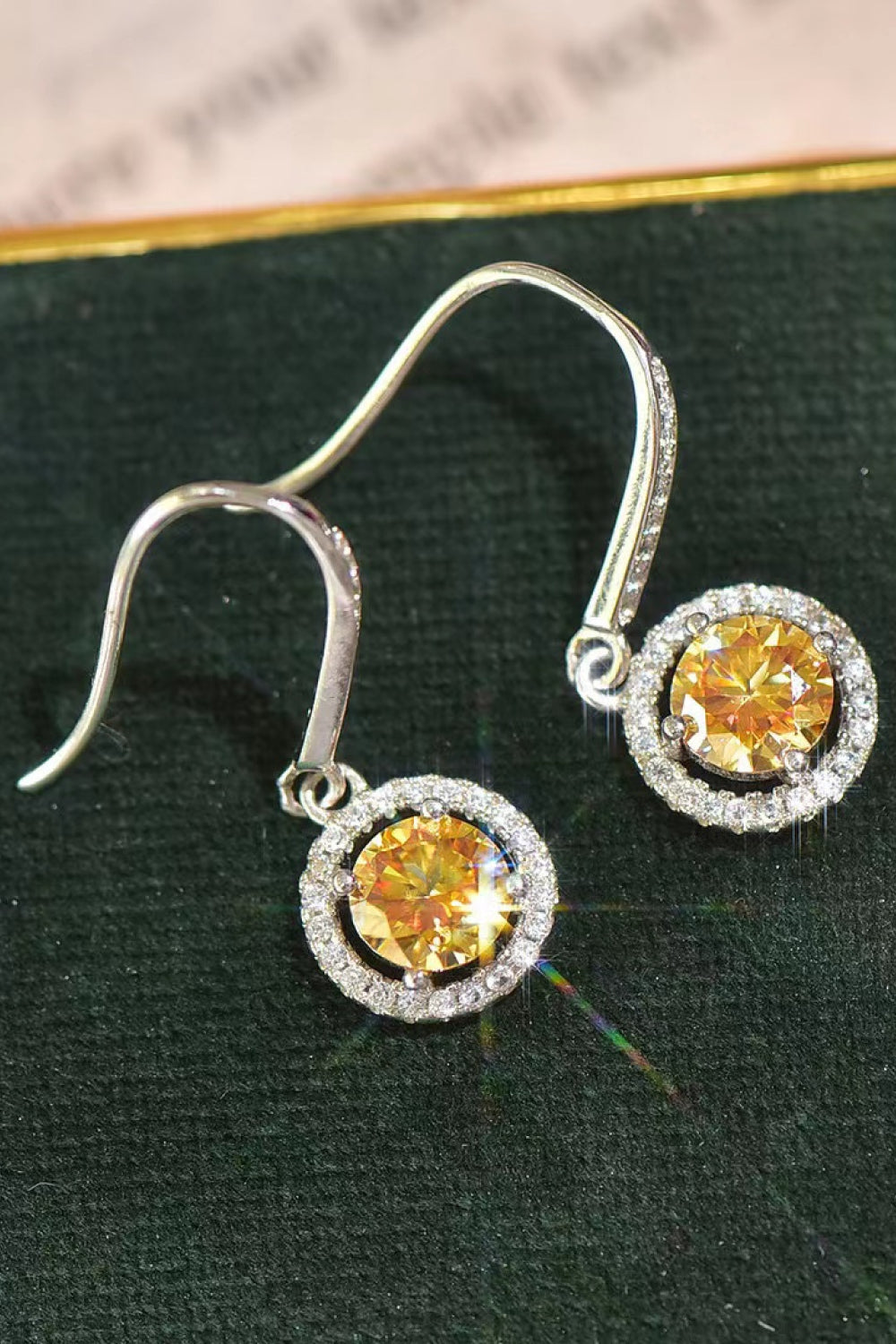 Stacey B's Platinum-Plated 2 Carat Moissanite Drop Earrings