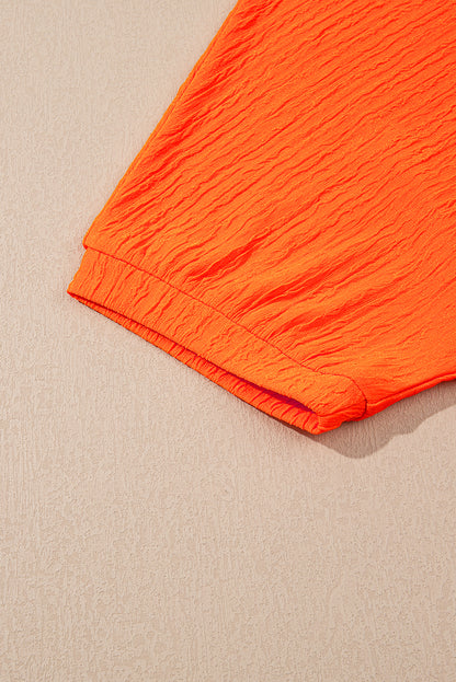 Stacey B's Orange Textured V Neck T Shirt and Shorts Set