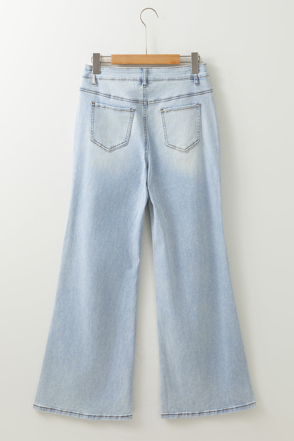 Stacey B's Beau Blue Light Wash Distressed High Waist Wide Leg Jeans